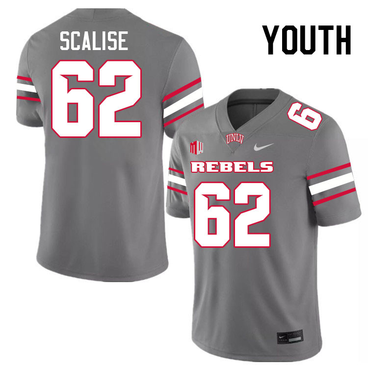 Youth #62 Nick Scalise UNLV Rebels College Football Jerseys Stitched-Grey